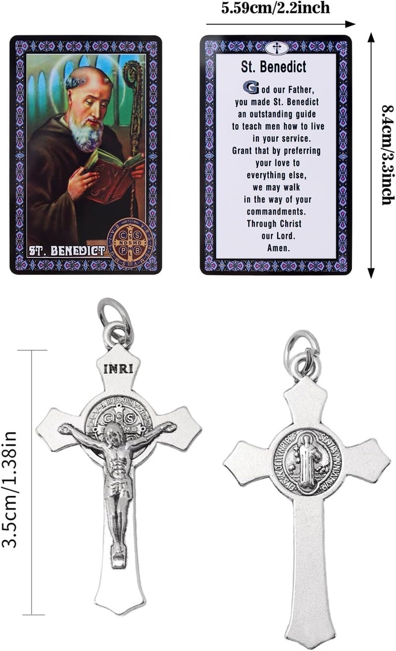 Brilucky 10 Pcs St Benedict Medals Cross Charms and Virgin Mary Rosary Centerpieces for Rosary Making Supplies,Medalla De La Virgen Milagrosa Catolica with Saint Benedict for Necklaces Pendant Rosary Kit - Image 2